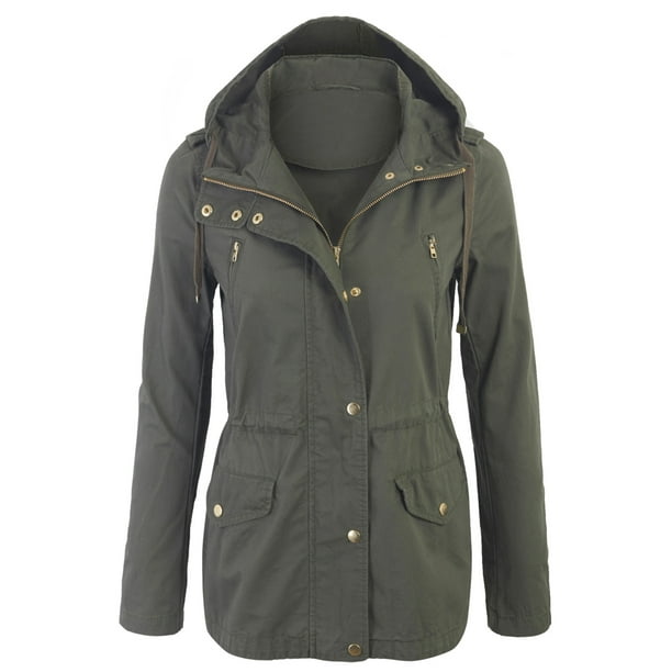 KOGMO Womens Military Anorak Safari Jacket with Pockets